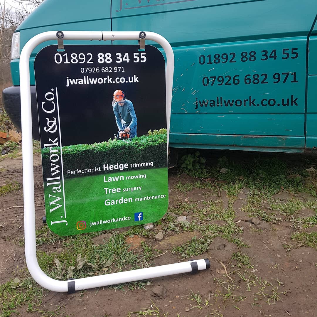 Swing sign for J. Wallwork & Co. gardeners near Tunbridge Wells